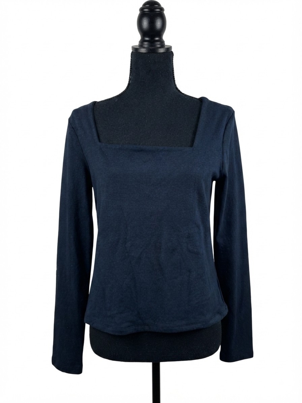 Express Black Square-Neck Long Sleeve Top